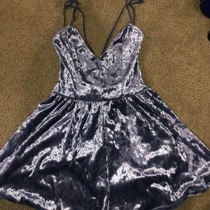 Urban Outfitters blue velvet romper